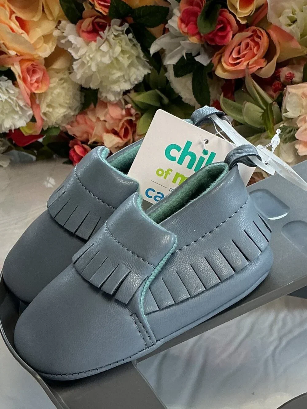 3/$20 Bundle 🌈 Child of Mine Carter’s Baby Moccasin Crib Shoes Blue 3–6M NWT